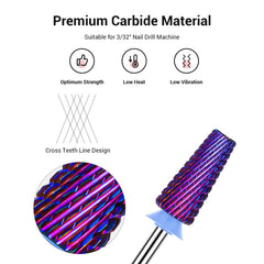 MelodySusie 5-in-1 nail drill bits purple top section gentle cuticle prep.