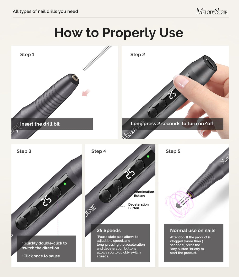 MelodySusie six hour battery life enables longer nail care sessions.