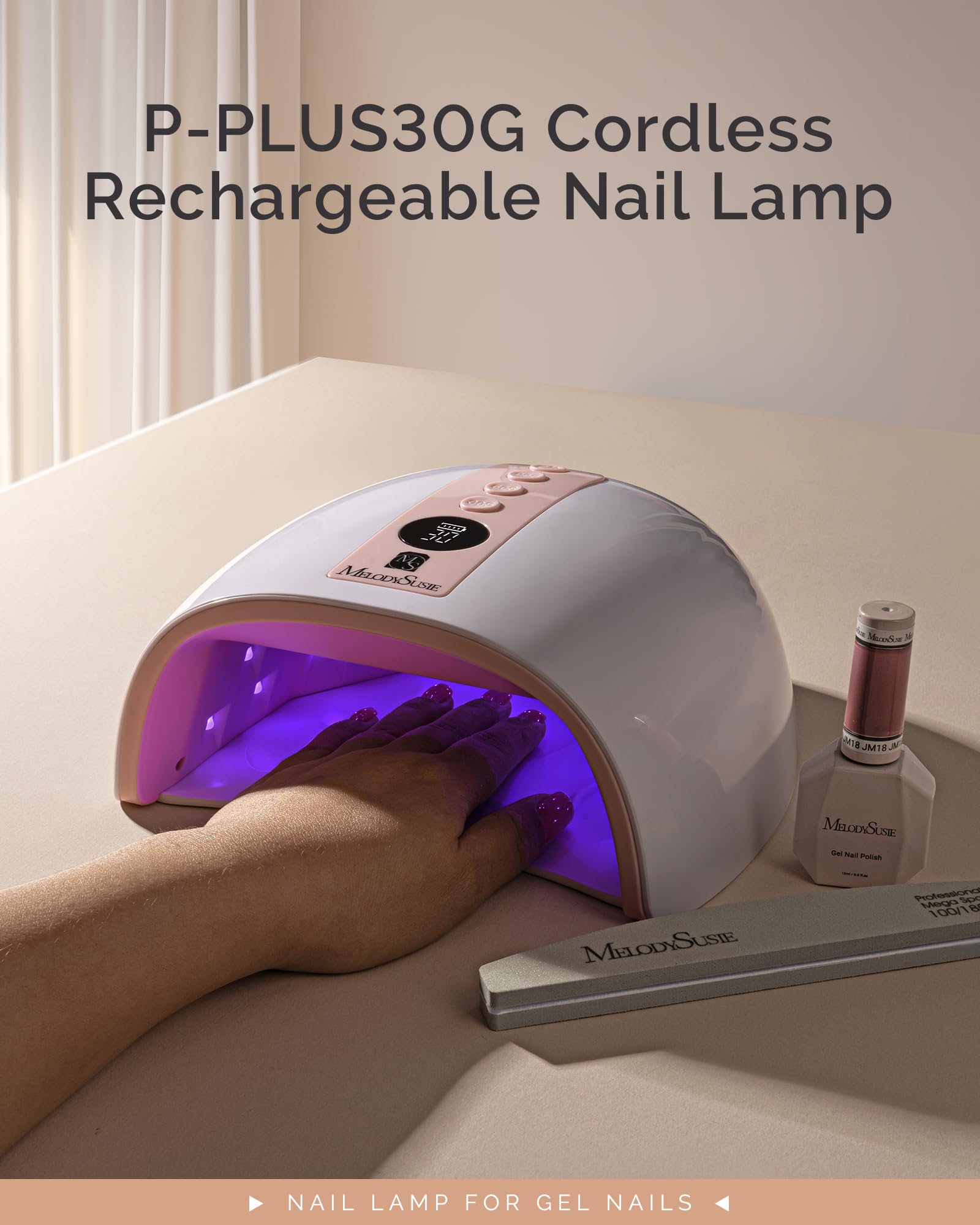 MelodySusie 7800mAh battery powers over two hours of cordless nail sessions.