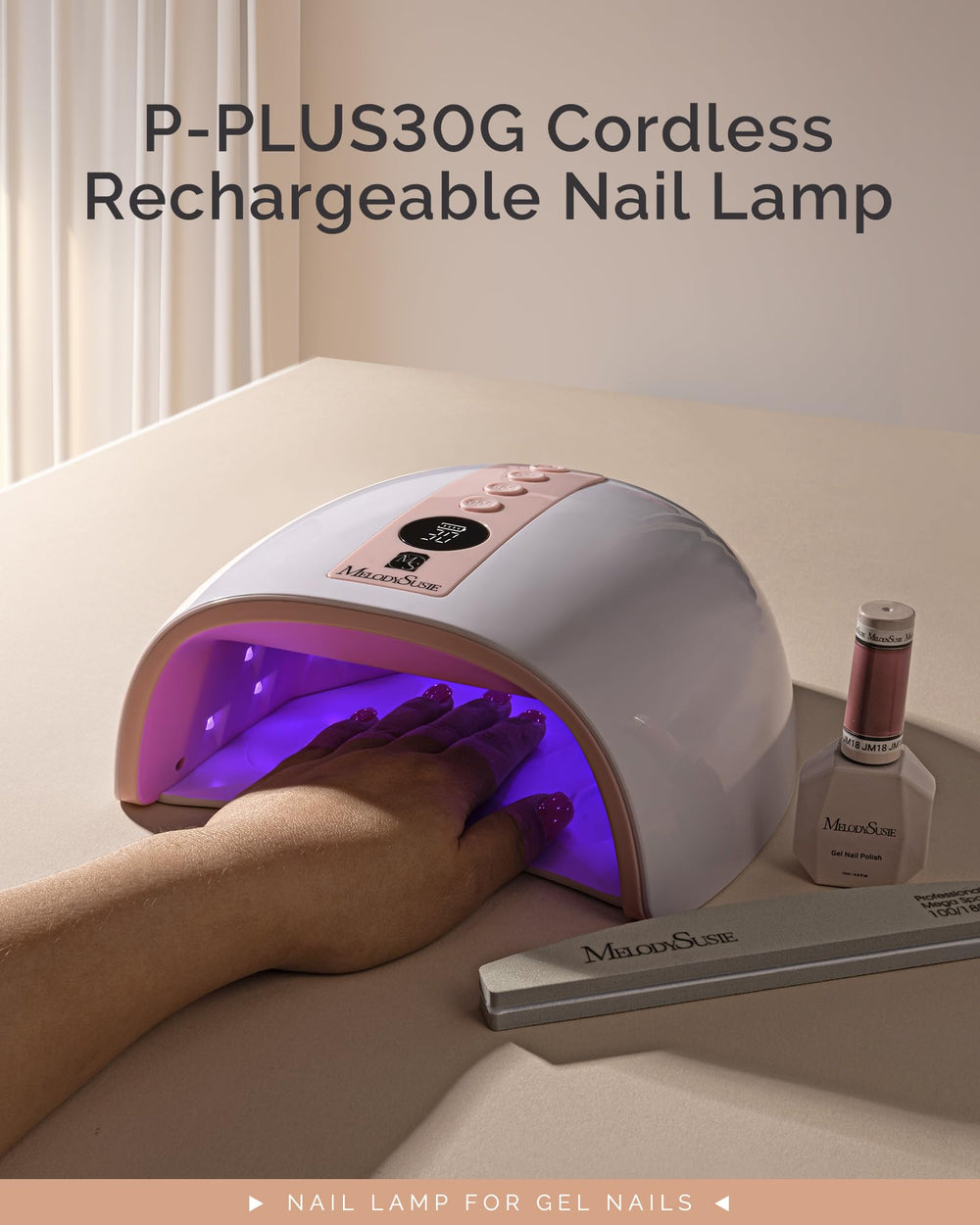 MelodySusie 7800mAh battery powers over two hours of cordless nail sessions.