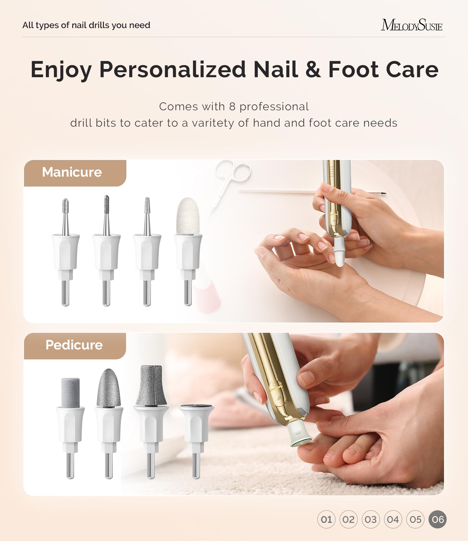 MelodySusie 8-in-1 bits kit covering all common nail care tasks
