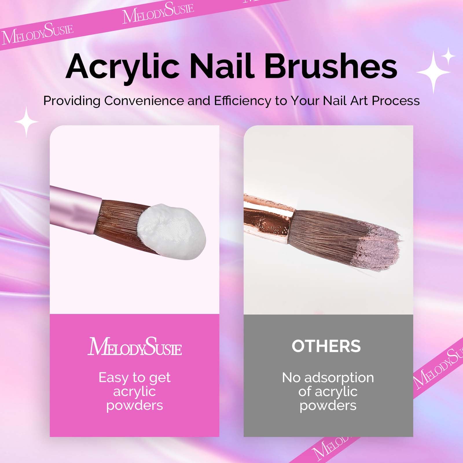 MelodySusie acrylic brush metal-tube-lock design enhances durability and bristle retention