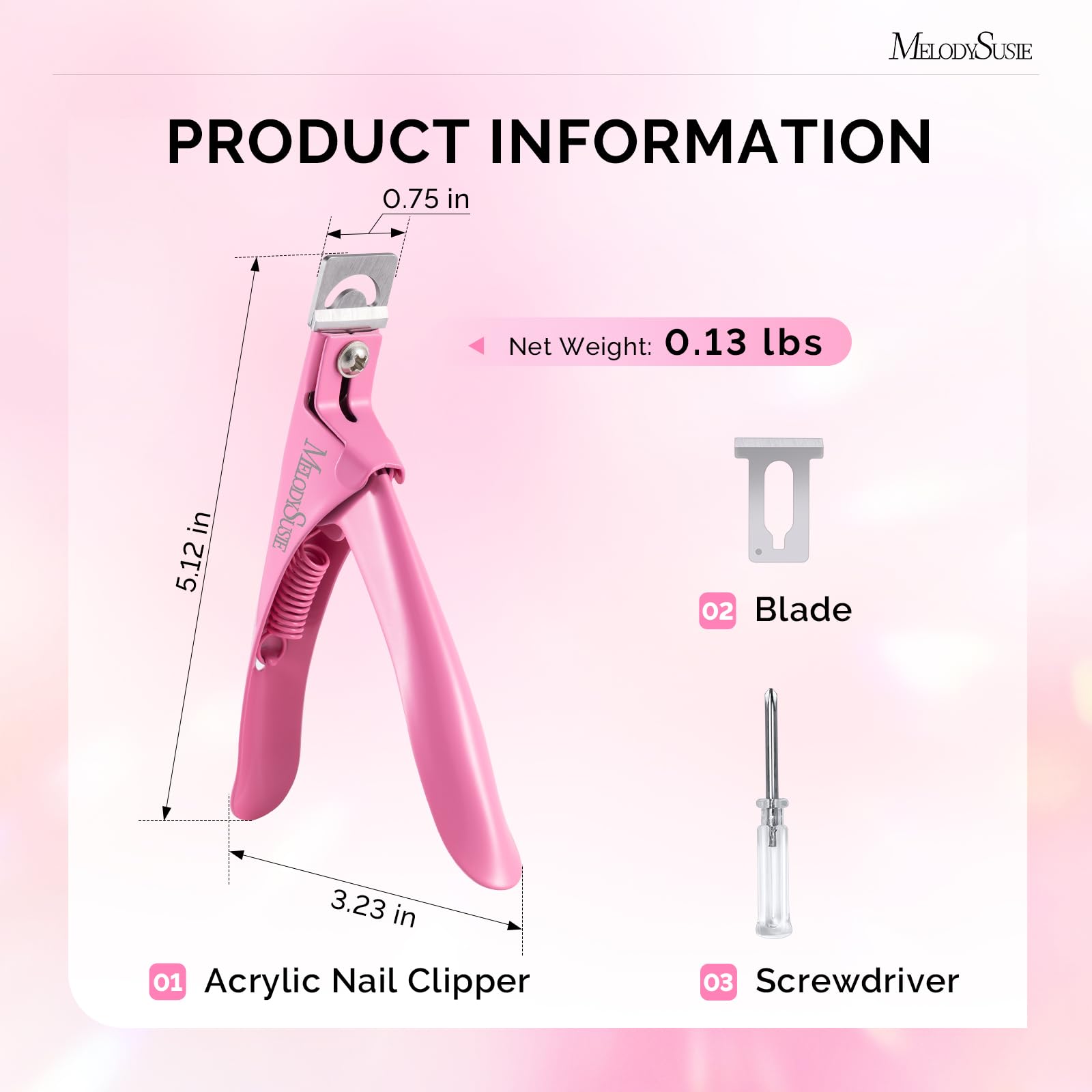 MelodySusie acrylic nail clippers multi-use, suitable for fake, gel, and natural nails.
