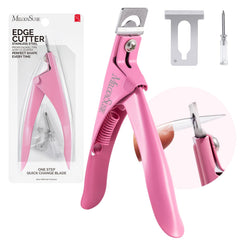 MelodySusie acrylic nail clippers pink front view, precise acrylic cut ready for nail art.