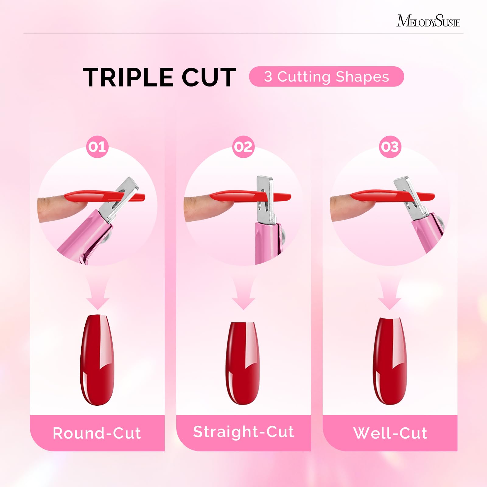 MelodySusie acrylic nail clippers pink side grip for comfortable handling.