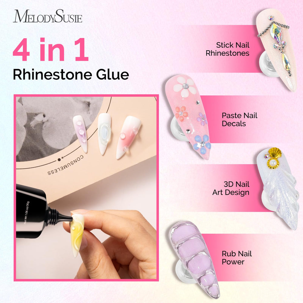 MelodySusie ART01R flash cure action focused on rhinestones and 3D designs.