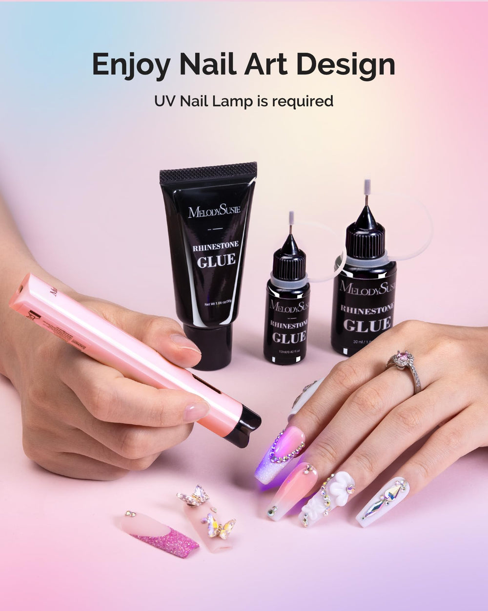 ART01R nail-art decorations sample demonstrating vibrant, creative nail accents