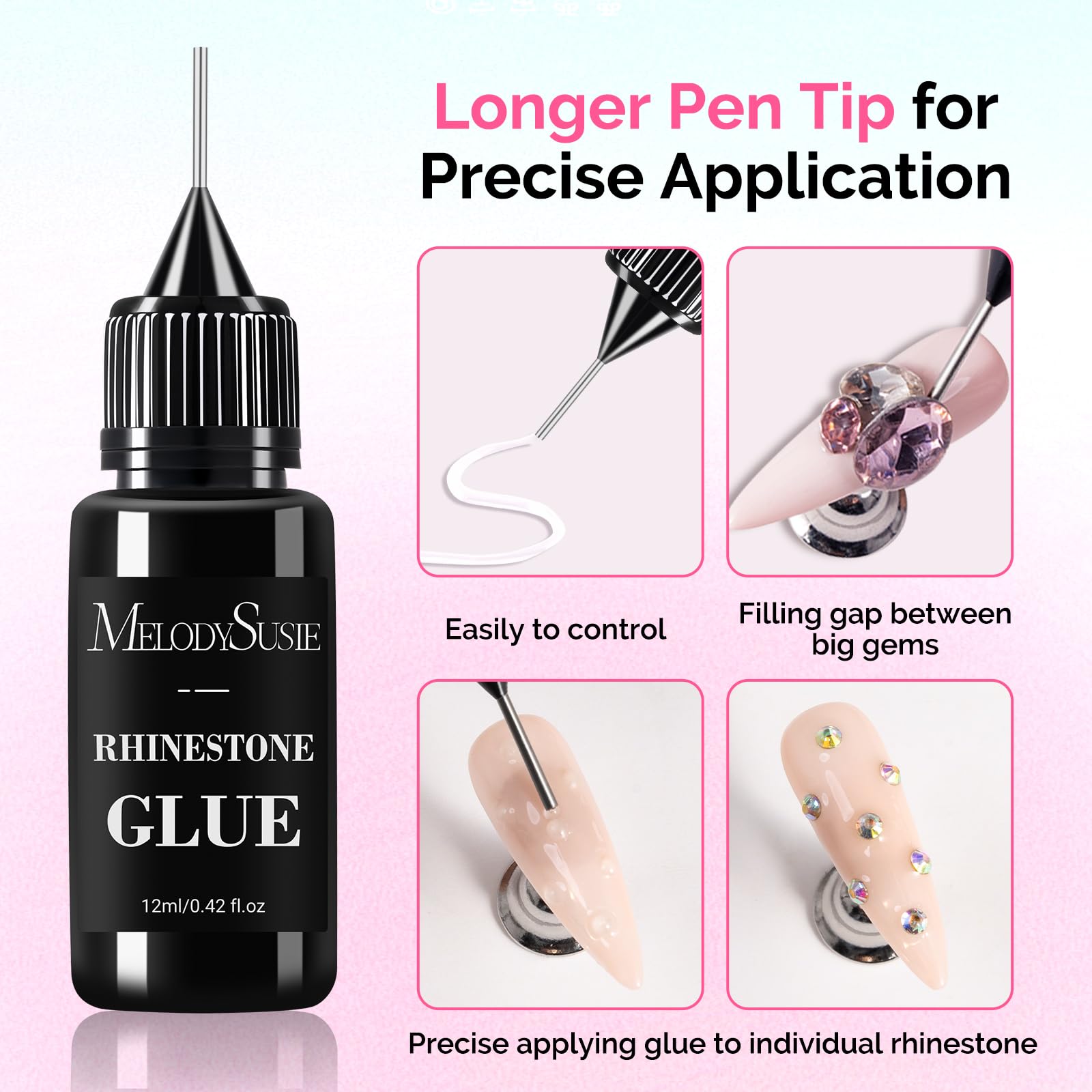 ART01R 12ml glue bottle ready for fixing beads and rhinestones with smooth flow