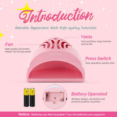 MelodySusie battery-operated nail dryer offers flexible use with batteries or a plug.