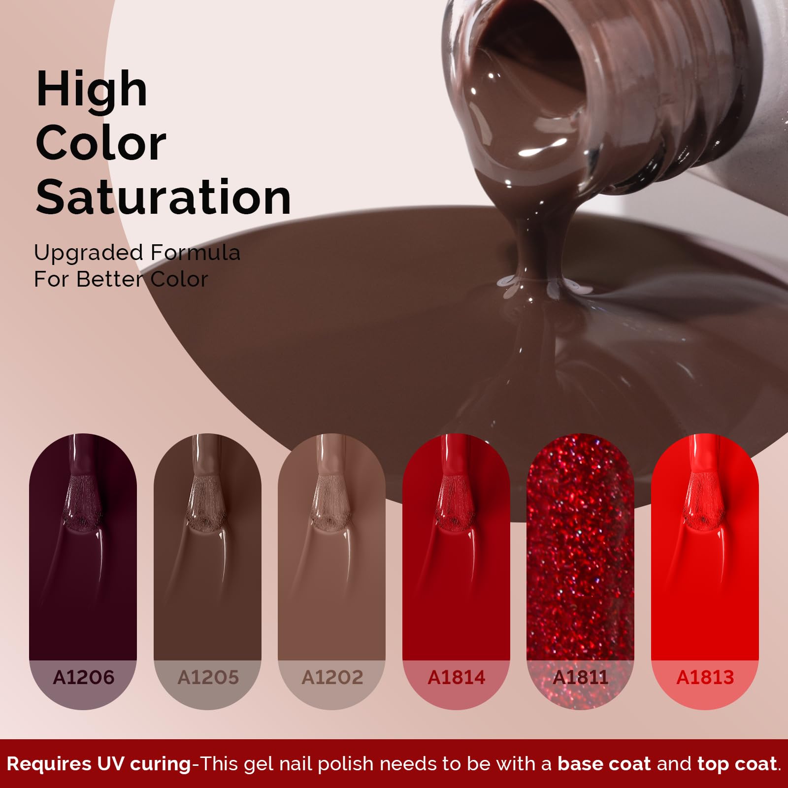 MelodySusie Beige brown gel polish close-up, durable color for daily wear.