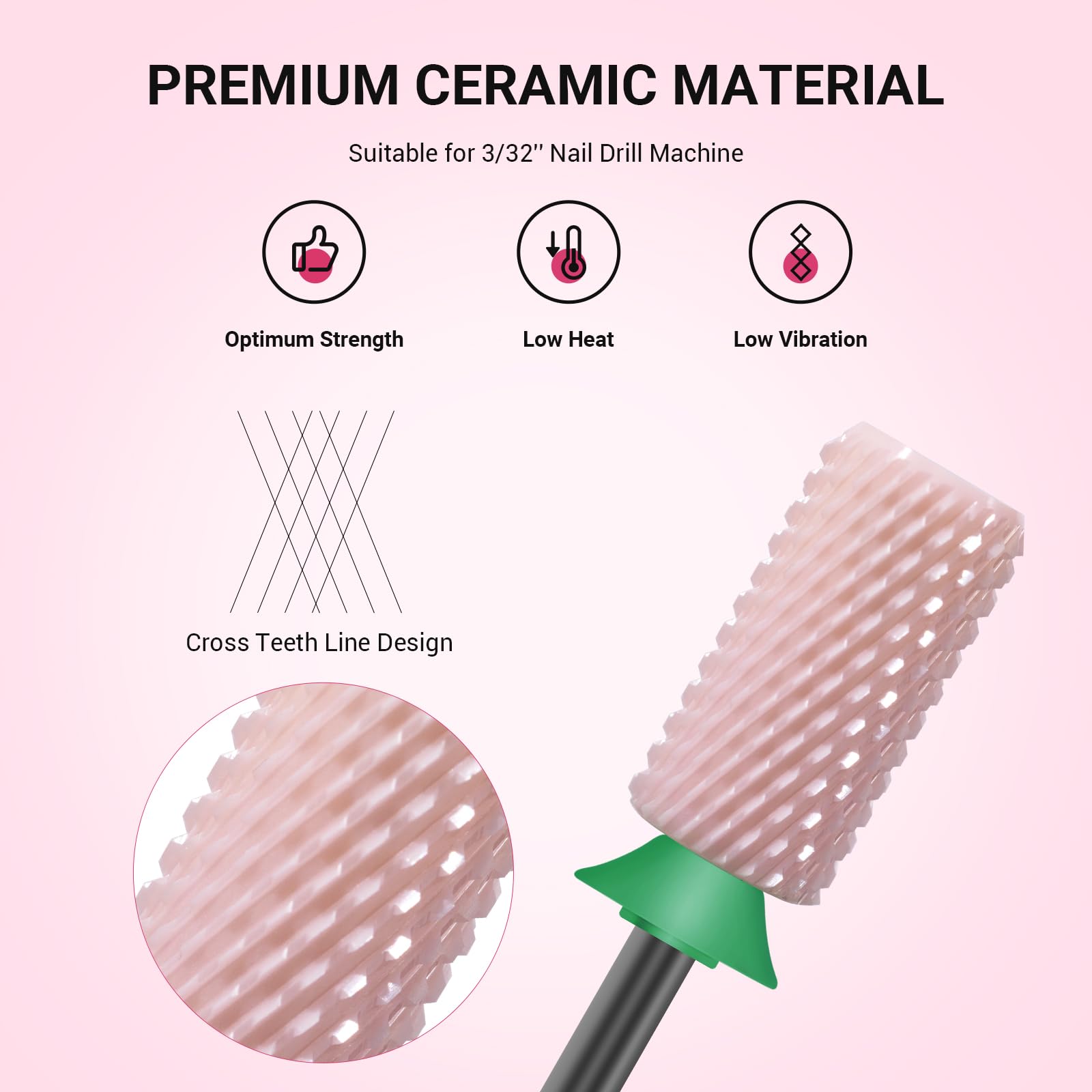 MelodySusie 3/32 shank drill bit with two-way rotation used in nail shaping.