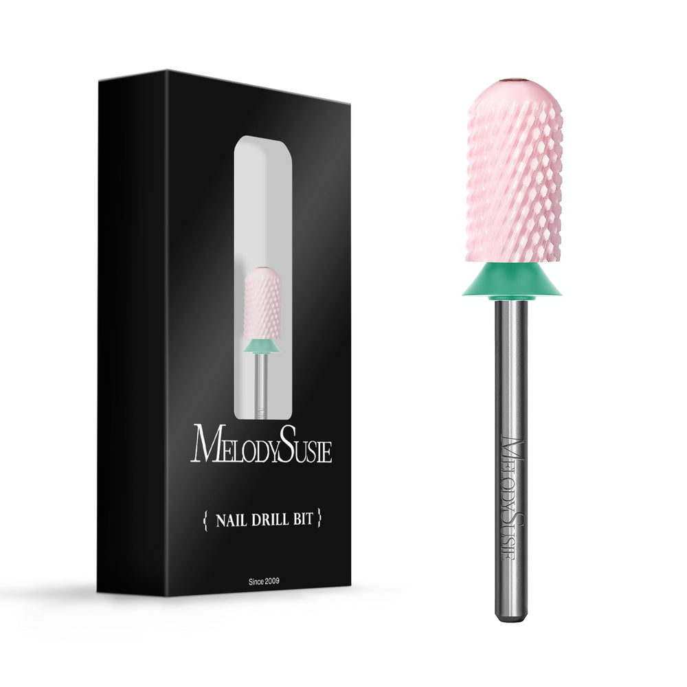 MelodySusie ceramic nail drill bit large barrel pink for smooth gel and natural nail contours.