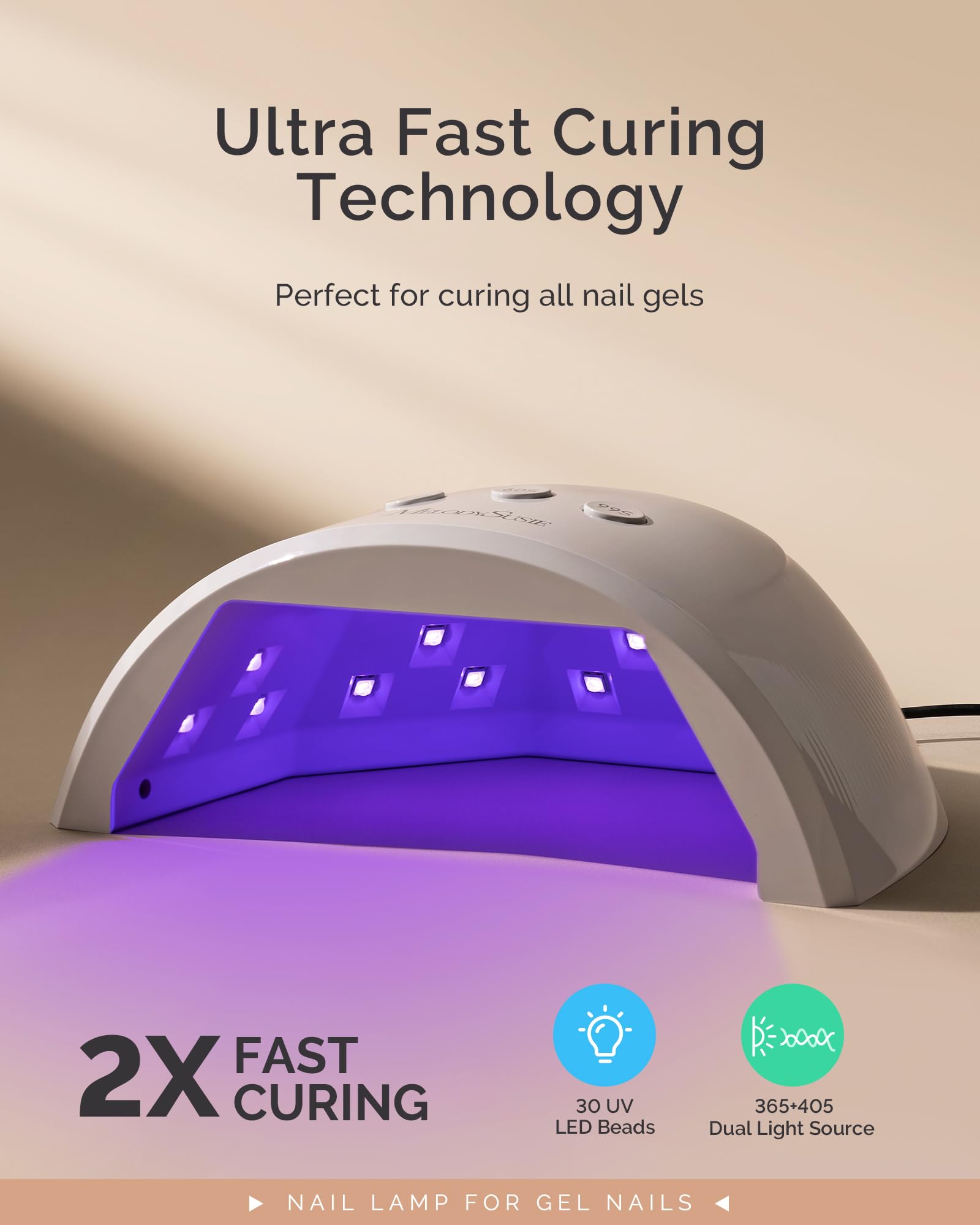 MelodySusie lamp ventilation holes ensure safe heat dissipation during curing sessions.