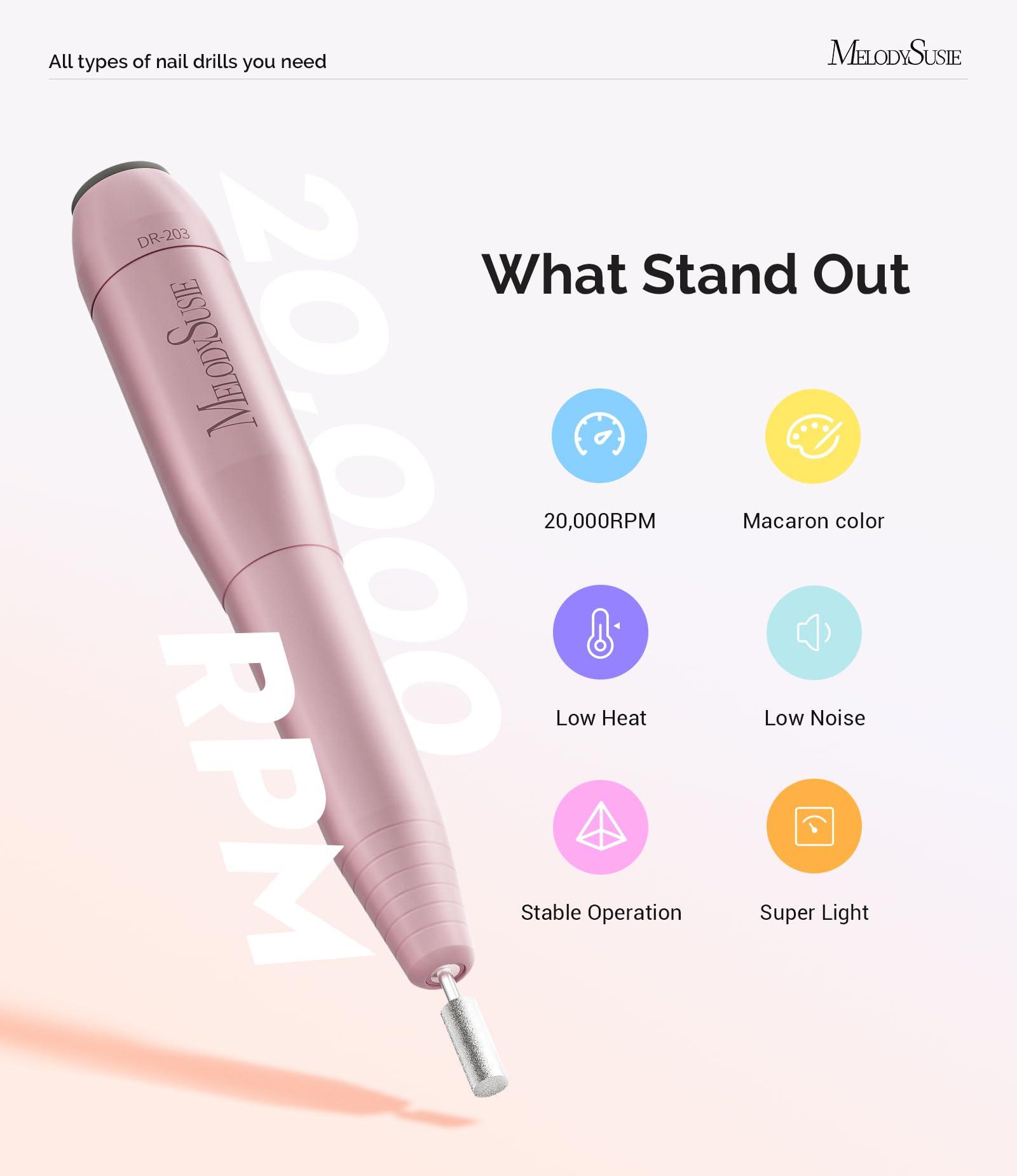 MelodySusie compact design keeps nails portable for travel-friendly sessions.