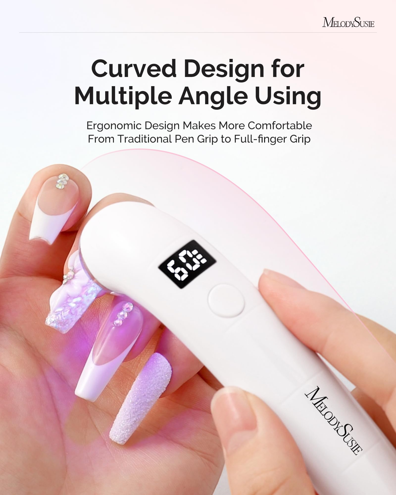 MelodySusie cordless mini nail lamp fits in a bag for travel-friendly gel manicures