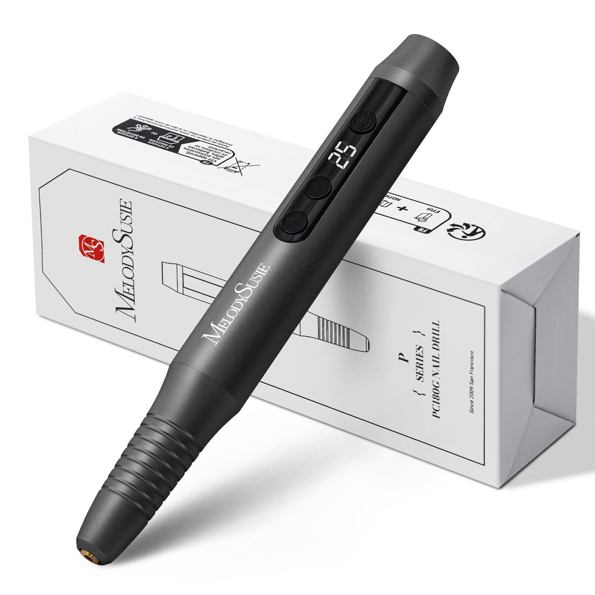 MelodySusie cordless nail drill for portable on-the-go manicures.