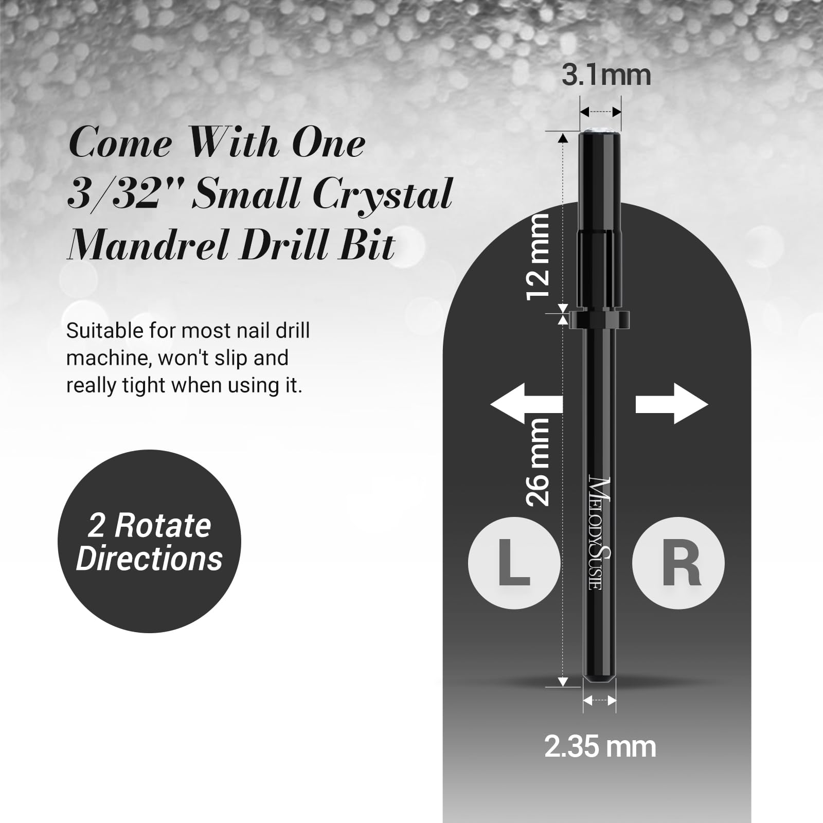 MelodySusie small mandrel bit compatible with common drill machines.