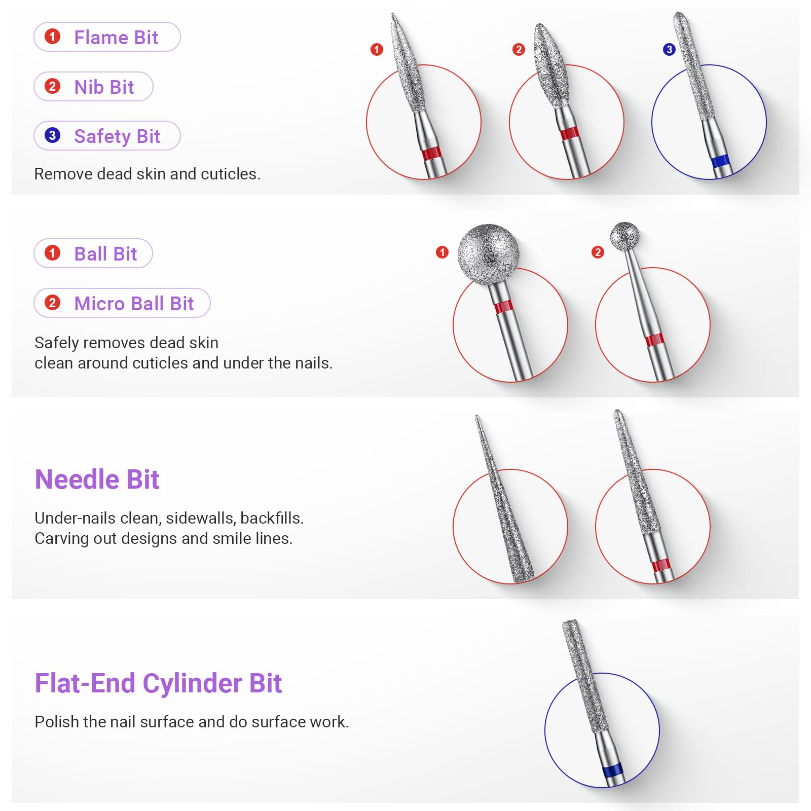 MelodySusie diamond carbide drill bits efficiently grind and finish acrylics and gels