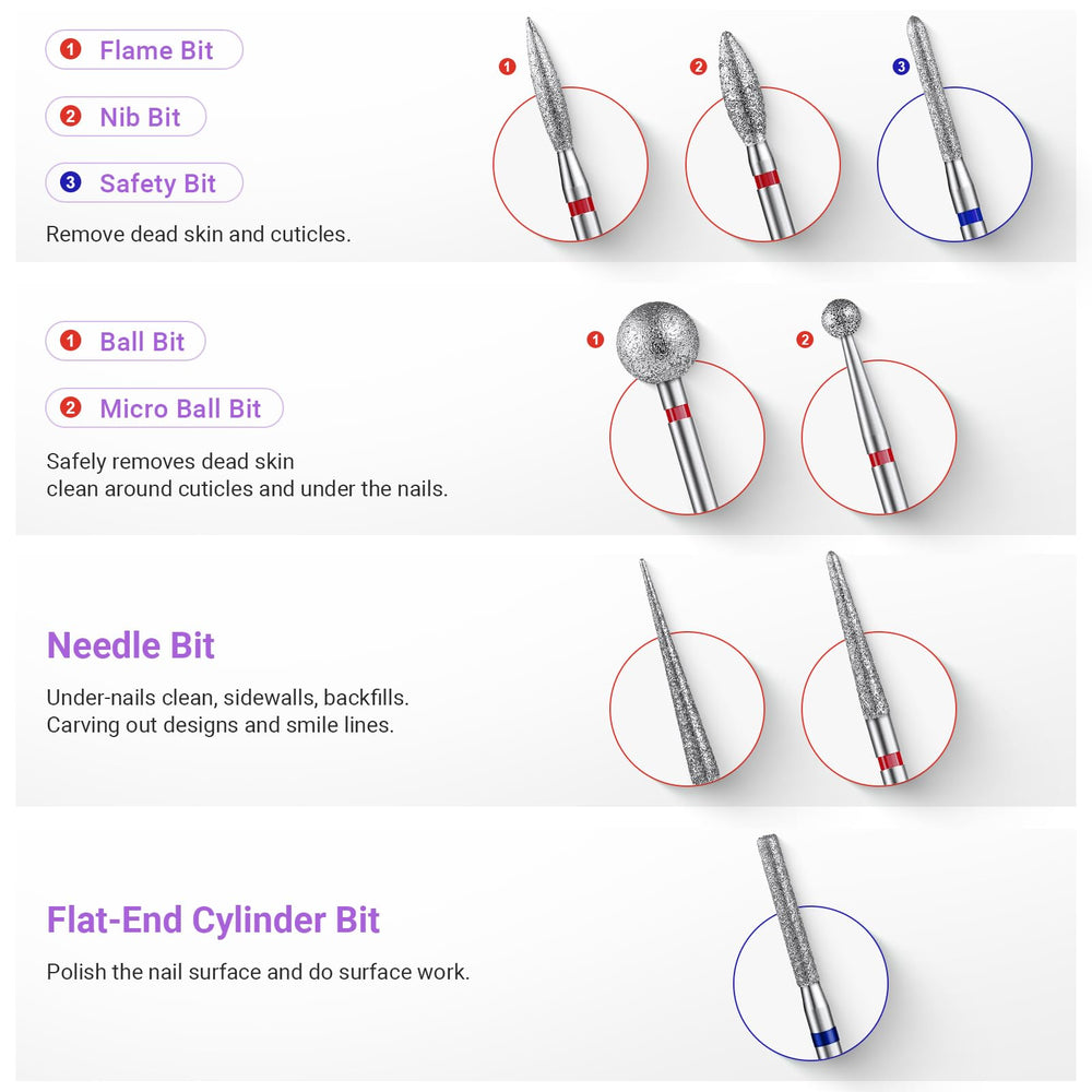 MelodySusie diamond carbide drill bits efficiently grind and finish acrylics and gels