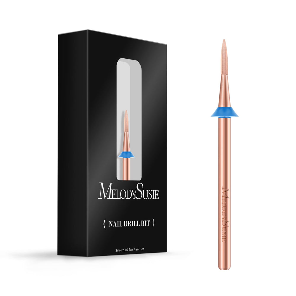 MelodySusie Flame Hexagon nail drill bit rose gold close-up for precise cuticle cleaning.