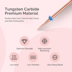 MelodySusie rose gold Flame Hexagon bit in hand ready for professional nail prep.