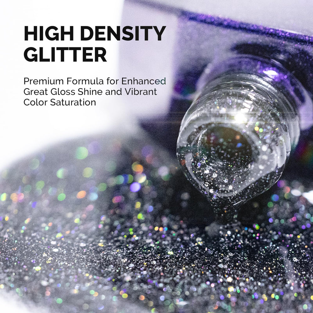 MelodySusie Galaliver esmalte glitter negro curado con luz ultravioleta para brillo