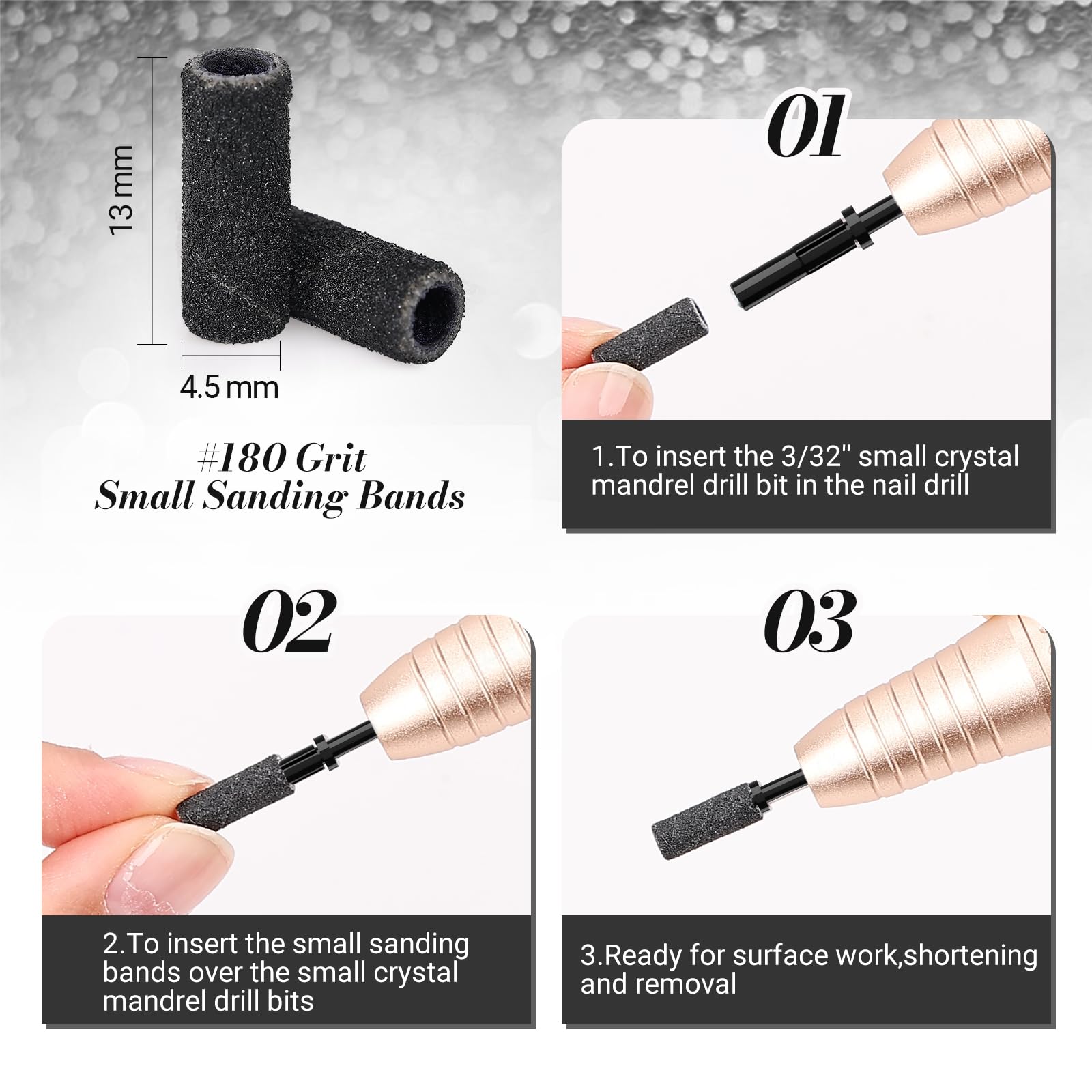 MelodySusie gel nail prep bands smoothing natural nails before enhancements.