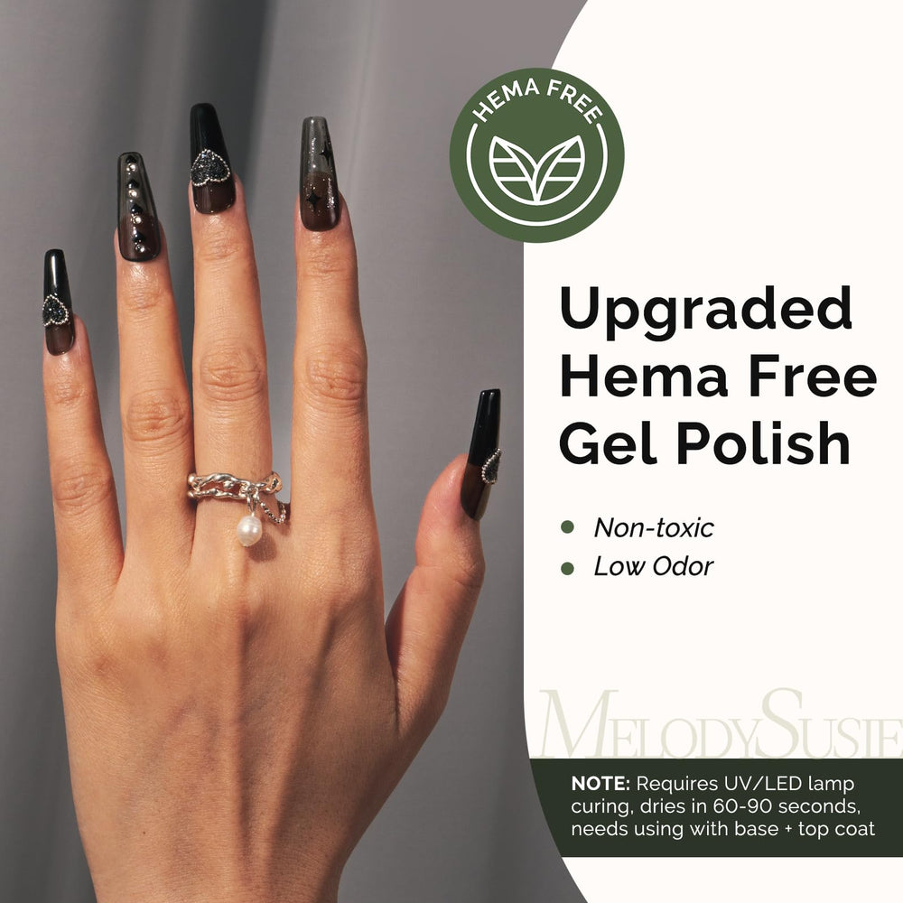 MelodySusie Hema-Free Gel Nail Polish swatch in black—long-lasting finish preview.