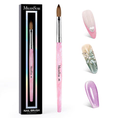 MelodySusie Kolinsky nail brush closeup shows premium hair for precise acrylic application and smooth finish.