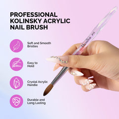 MelodySusie Kolinsky nail brush demonstrates precise powder pickup for smooth acrylics.