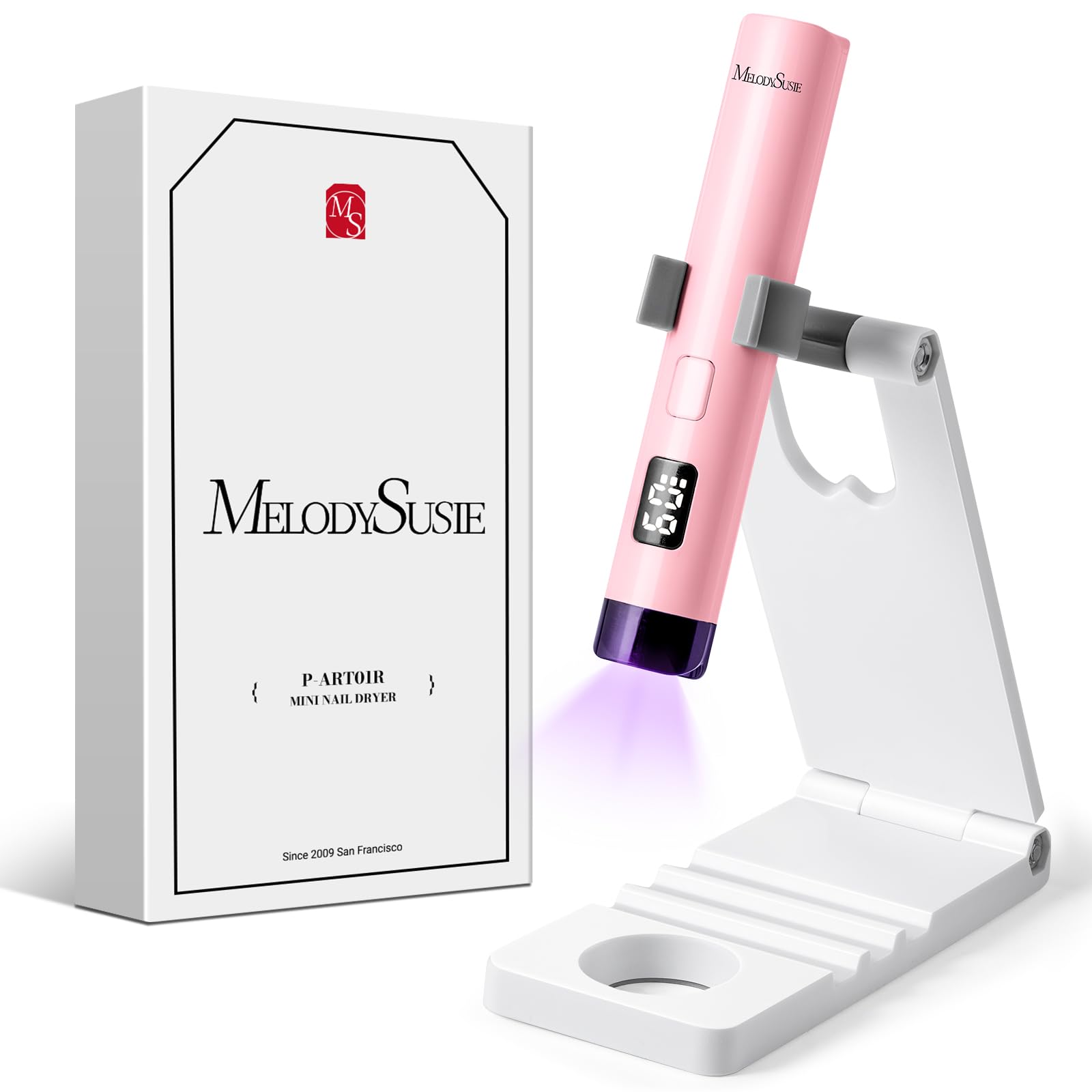 MelodySusie Lámpara UV de mano rosa: secado rápido para gel y decoración.