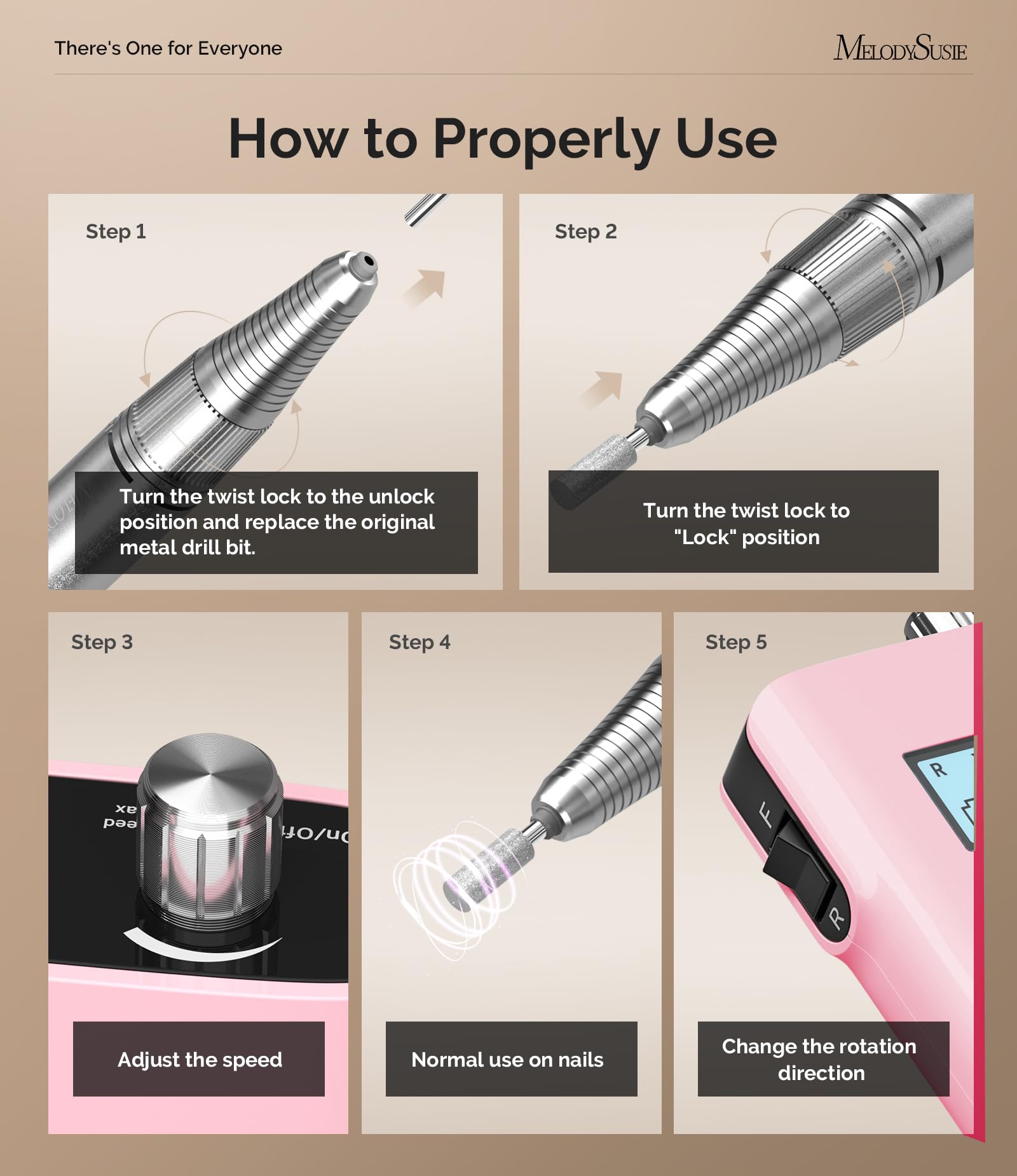 MelodySusie lightweight aluminum handpiece delivers comfortable grip and less fatigue