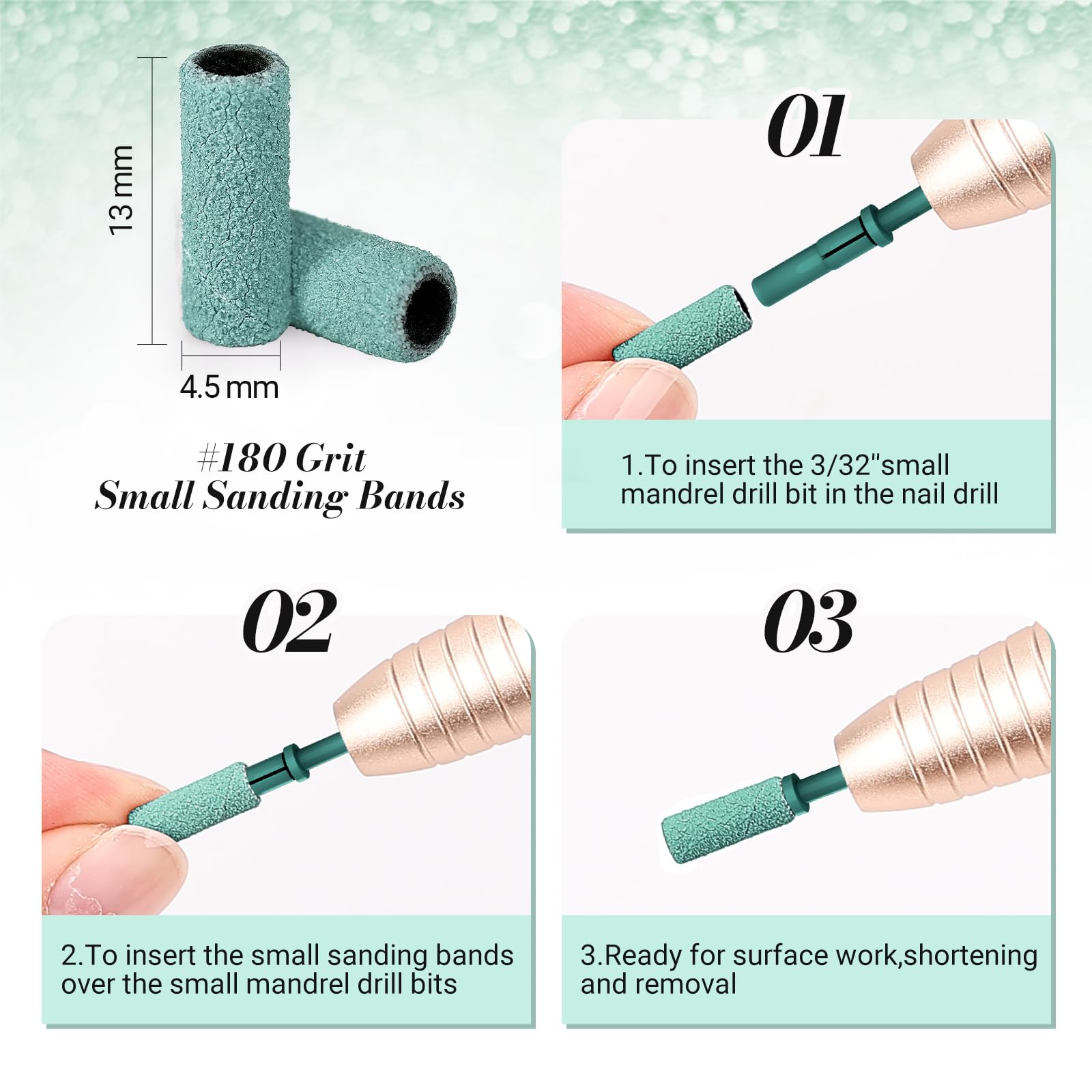 MelodySusie mandrel shank 3/32-inch displayed, compatible with most drills.