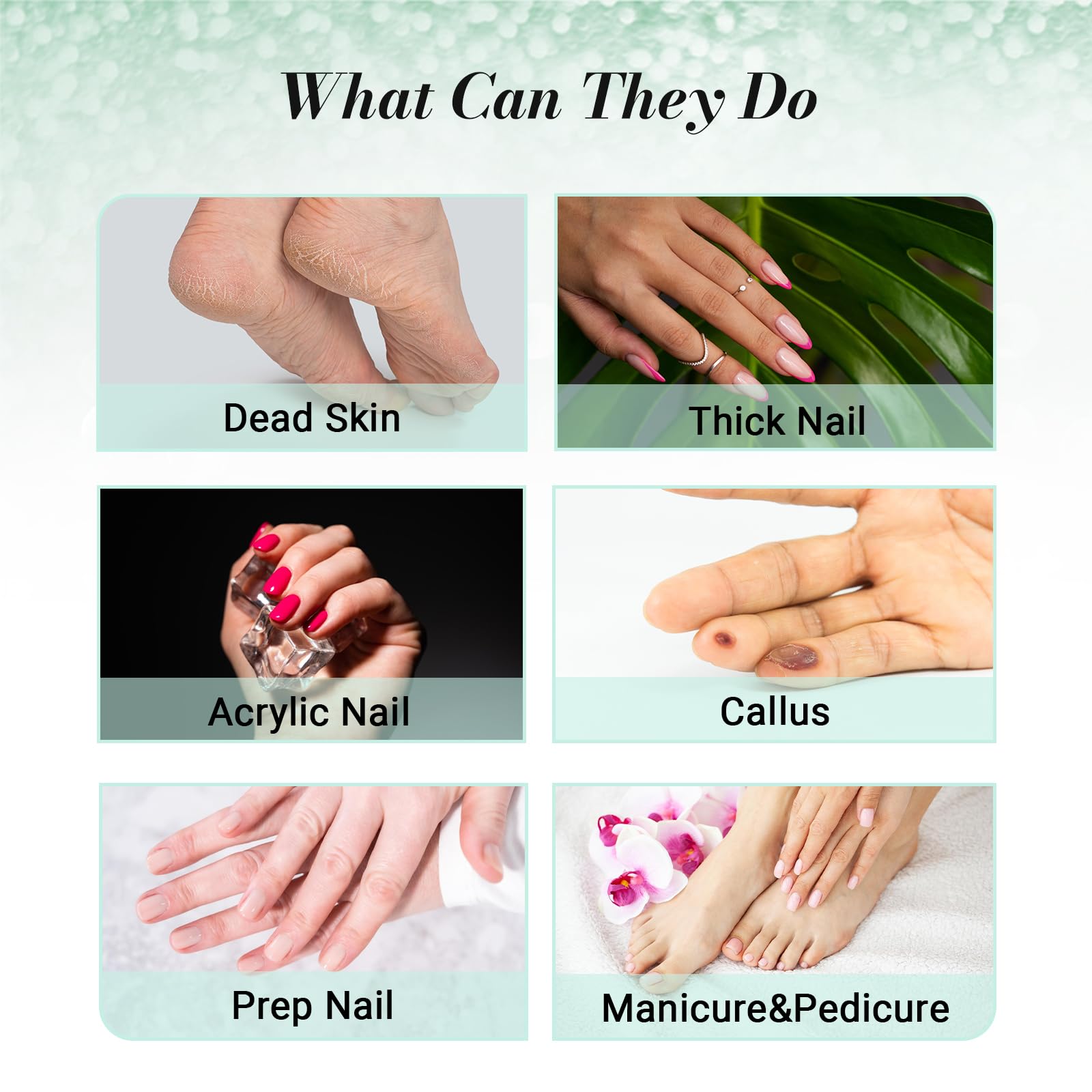 MelodySusie manicure pedicure application shot suggests gentle care for natural and artificial nails.