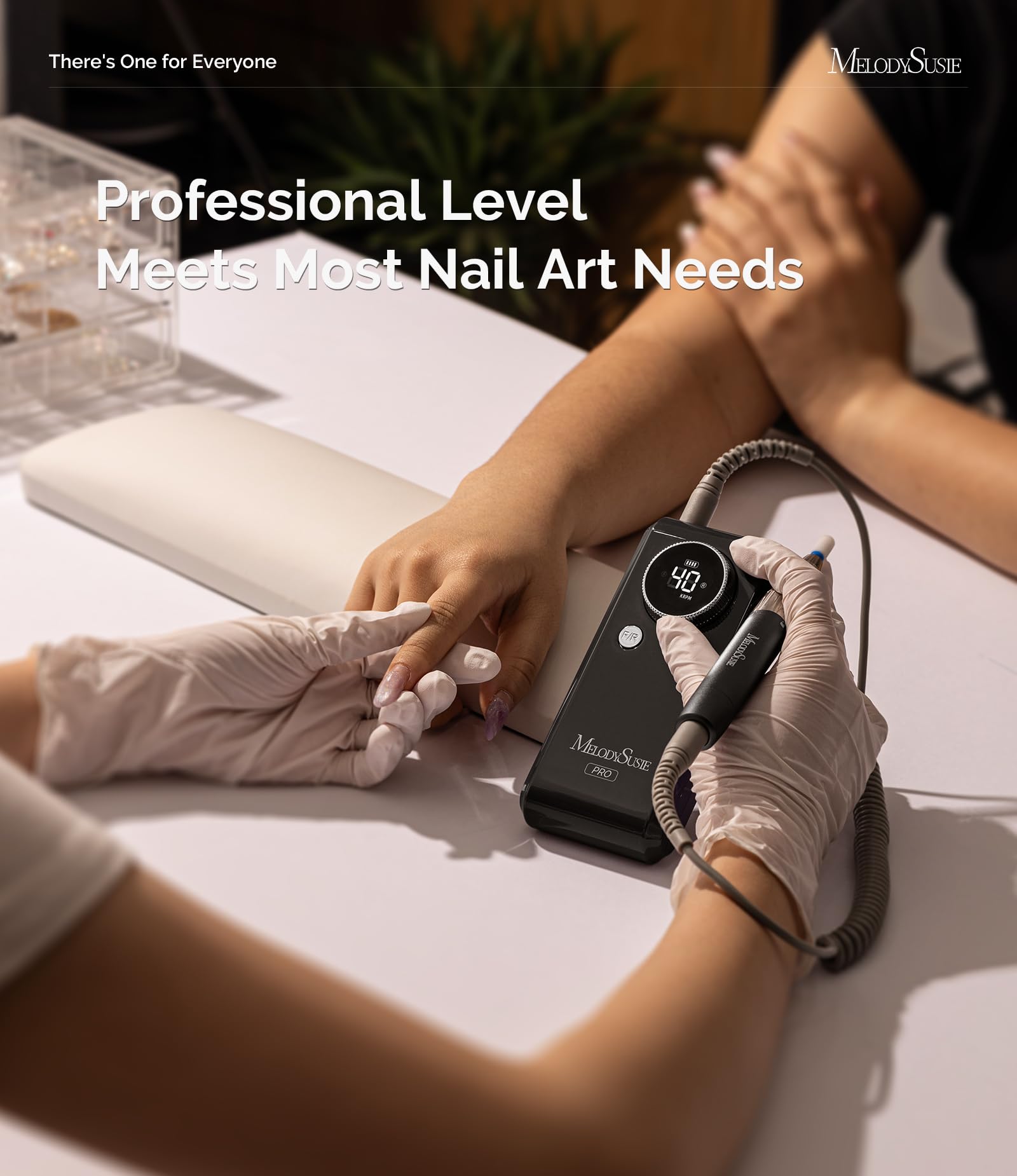 MelodySusie MB420G compact portable design emphasizes easy carry for mobile nail artists.