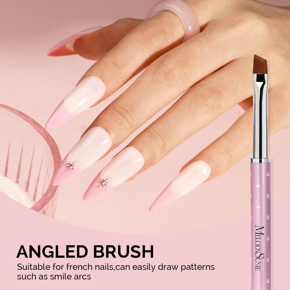 MelodySusie angled nail art brush closeup helps create clean lines and designs.