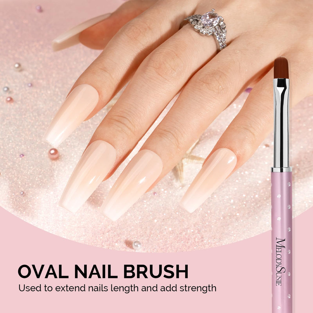 MelodySusie oval builder gel brush closeup supports smooth builder gel application.