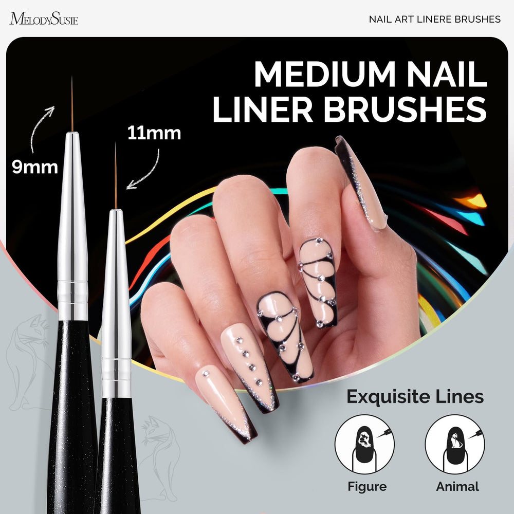 MelodySusie Nail Art Liner Brush 11mm for broader strokes and steady outlines.
