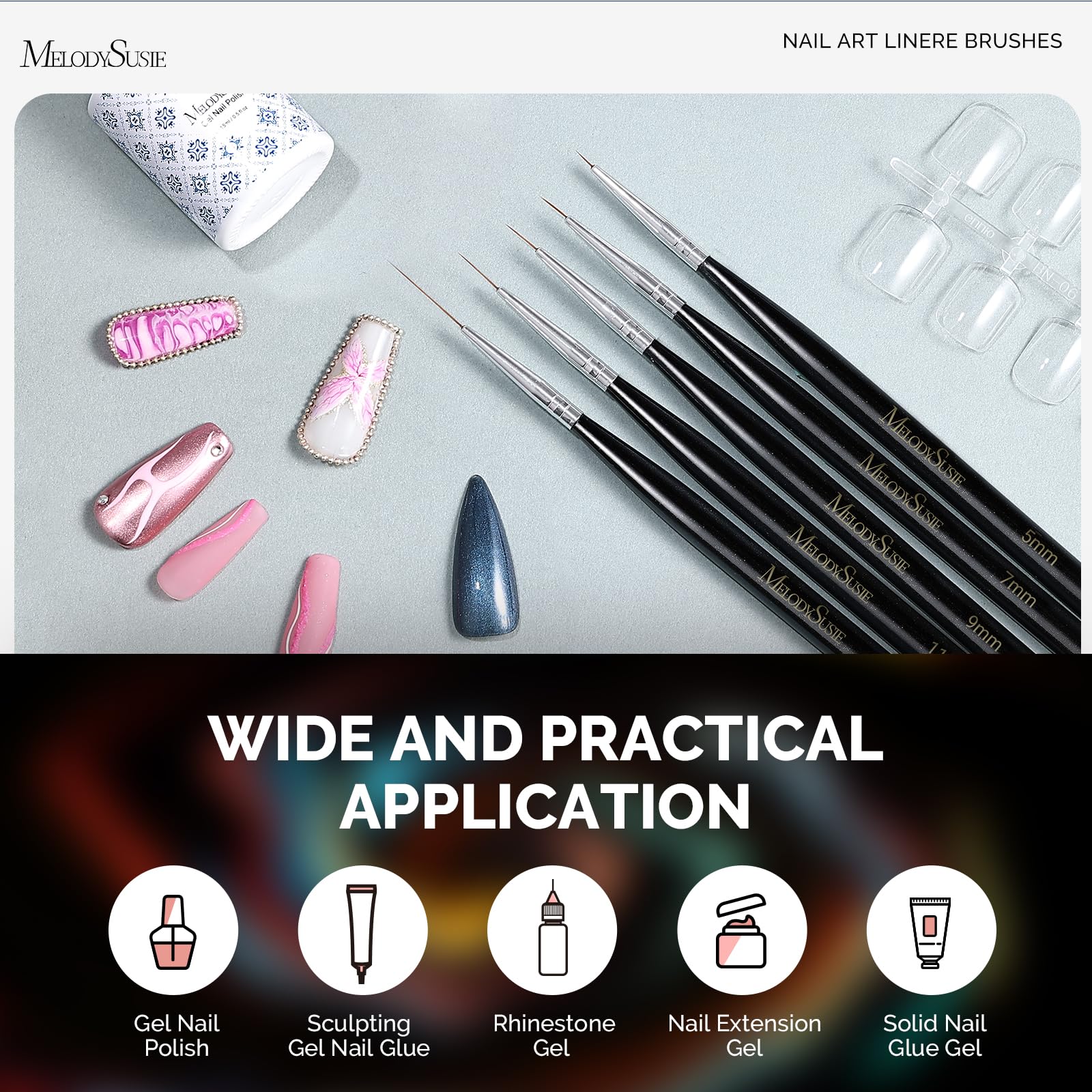 MelodySusie Nail Art Liner Brush Set Case keeps tools organized on the go.