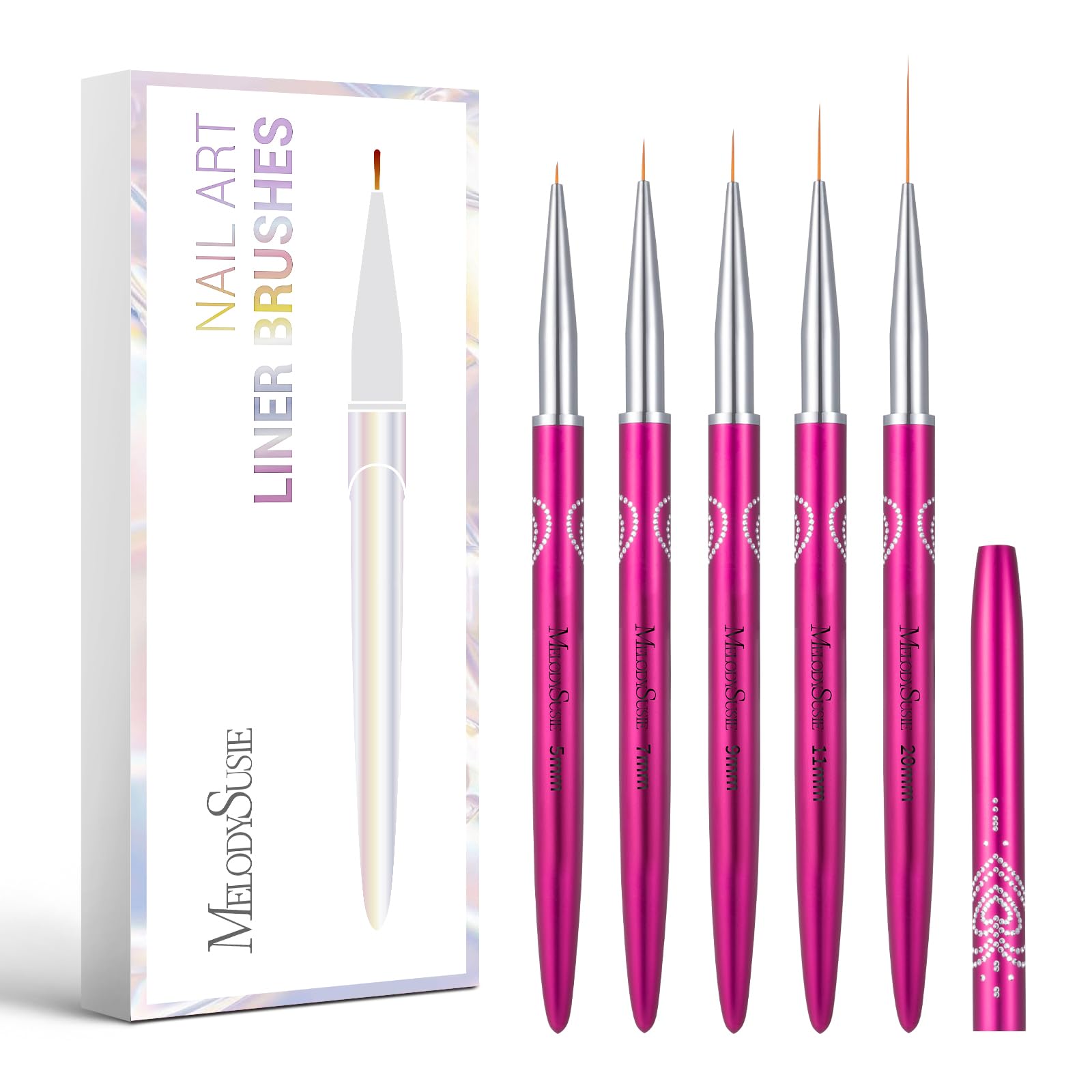 MelodySusie Nail Art Liner Brushes packaging shows protective dust cover.