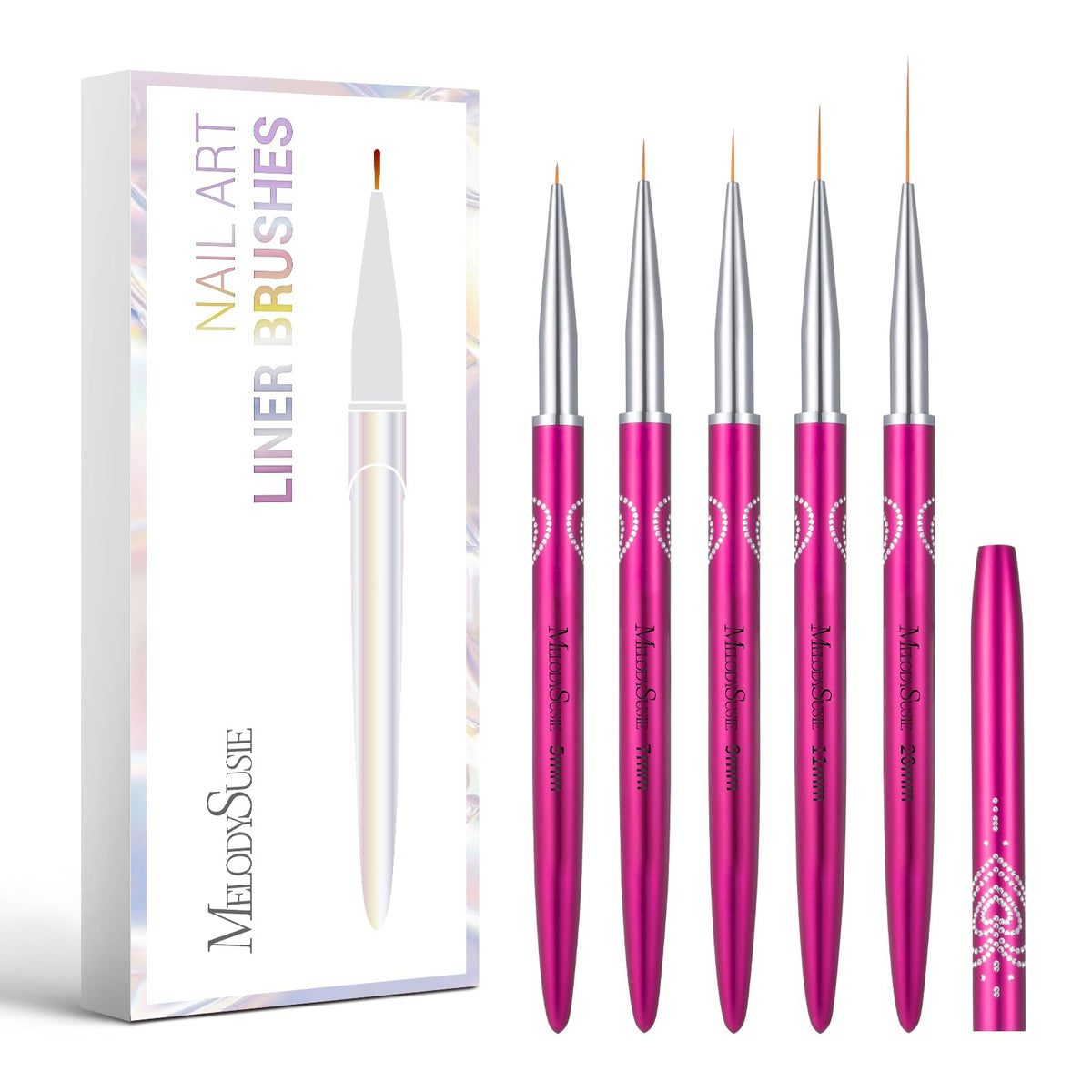 MelodySusie Nail Art Liner Brushes packaging shows protective dust cover.