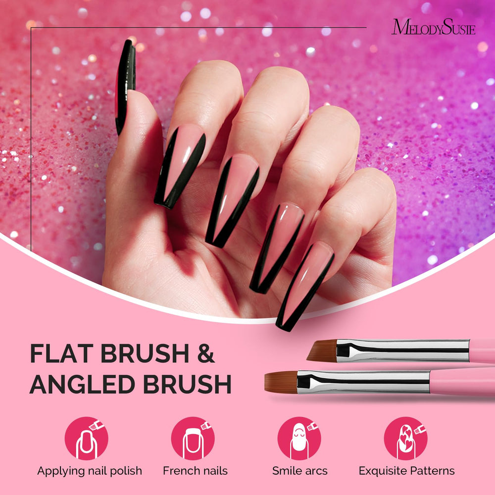 MelodySusie liner brushes highlight fine lines for clean French tips.