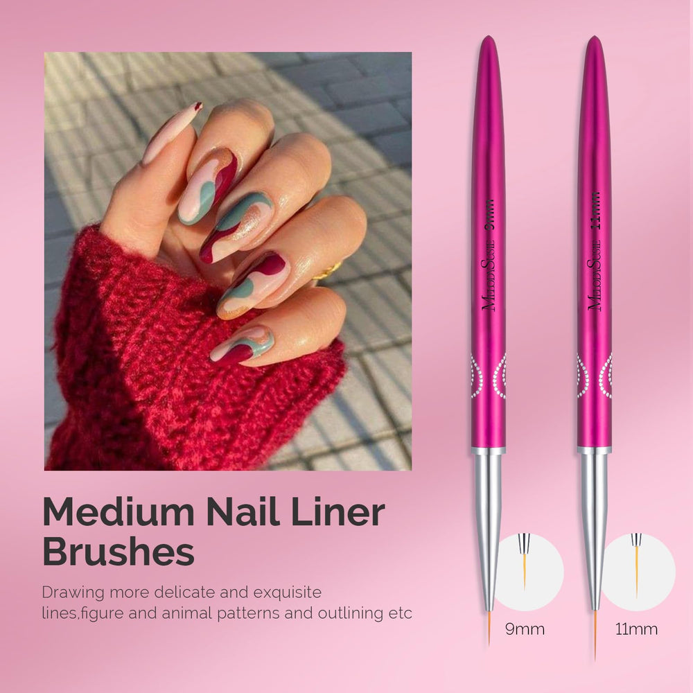 MelodySusie Nail Art Liner Brushes fine-drawing tips for tiny details.