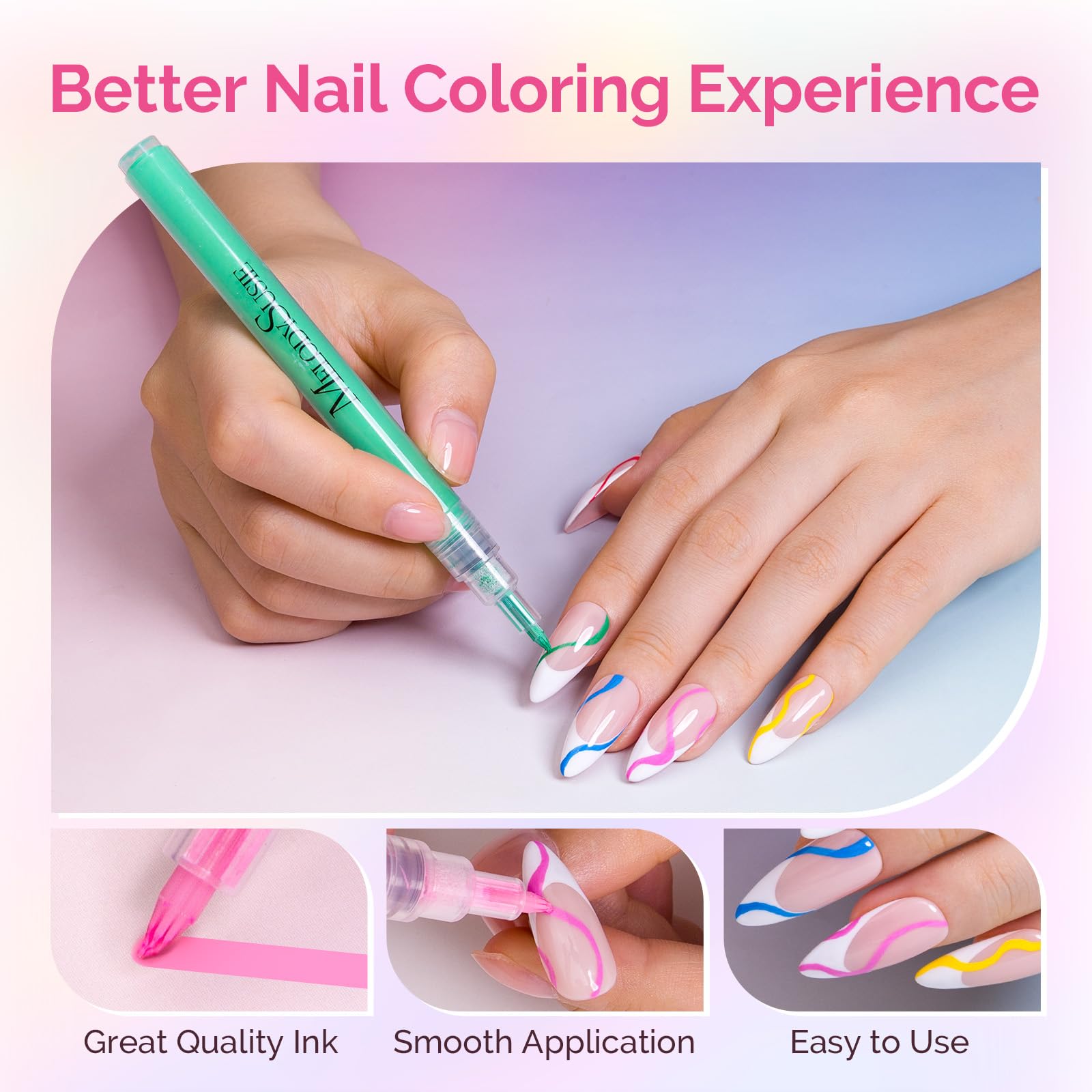 MelodySusie pens pair with matte top coat for a long-lasting finish.