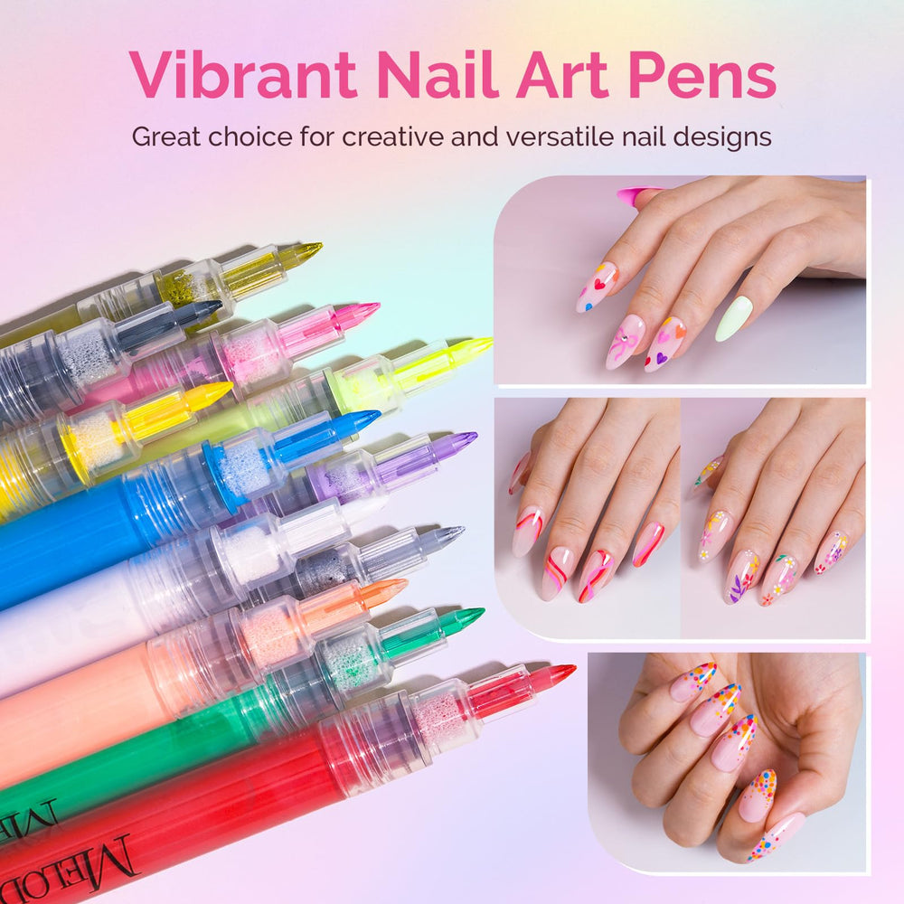 MelodySusie Nail Art Pens 0.7mm tip enables precise lines and tiny details.