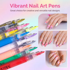 MelodySusie Nail Art Pens 0.7mm tip enables precise lines and tiny details.