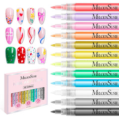 MelodySusie Nail Art Pens Set with 12 colors for detailed at-home manicures.