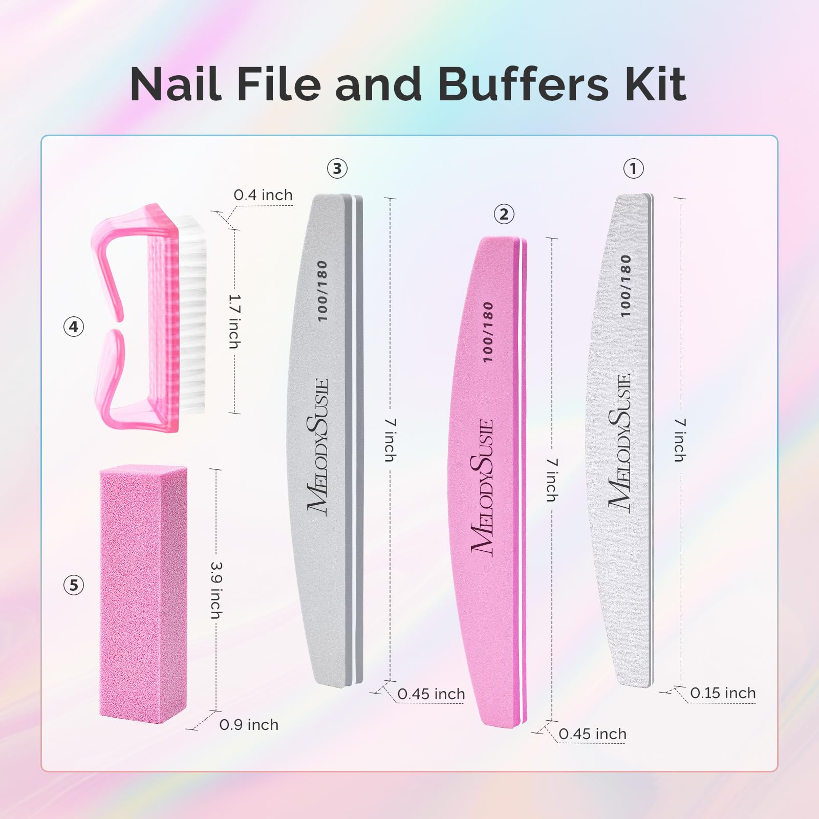 MelodySusie gray half moon buffer 100-180 grit smooths nails evenly