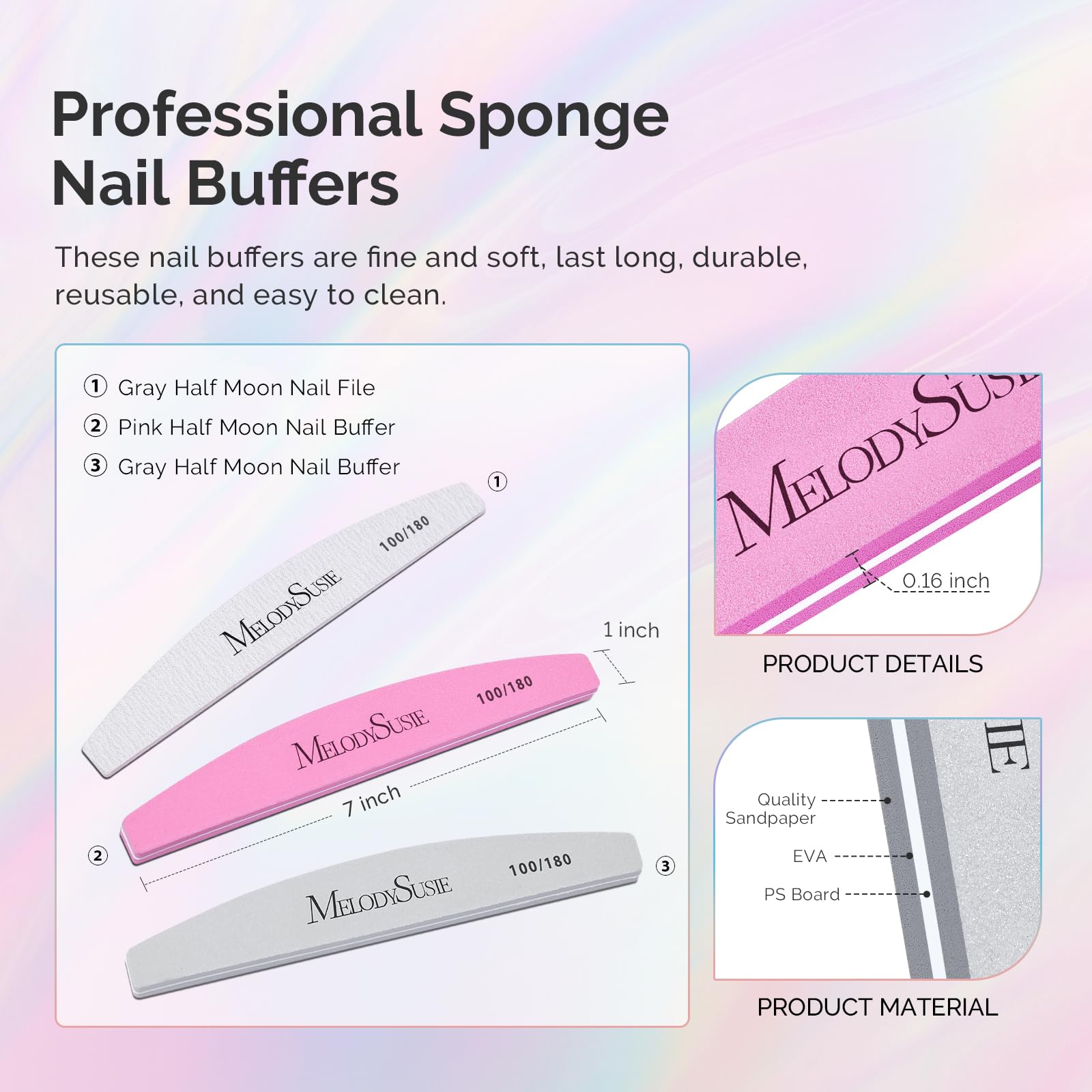 MelodySusie nail buffer block 120 grit durable smoothing on nails
