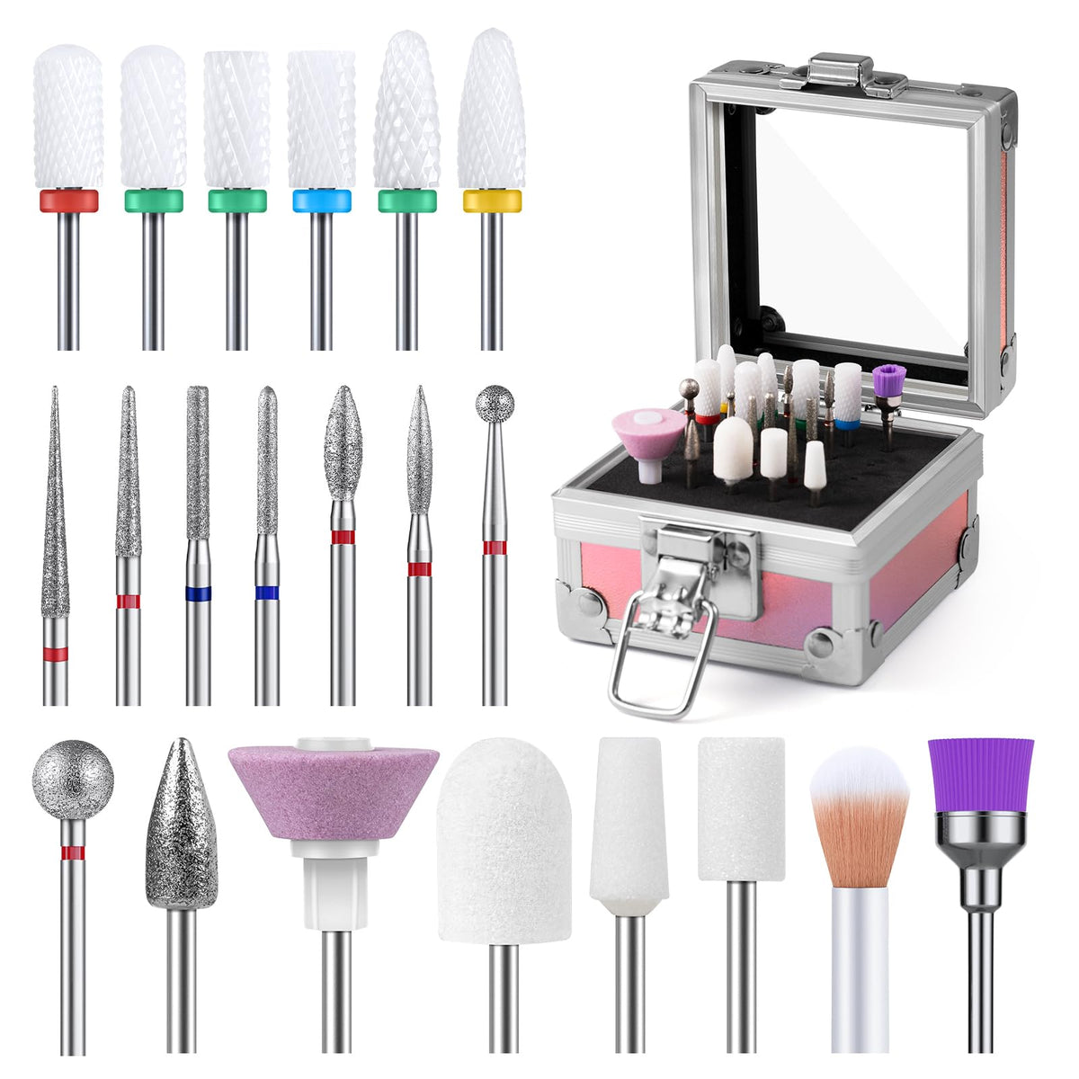 MelodySusie nail drill bits case open for quick, organized access during DIY manicures